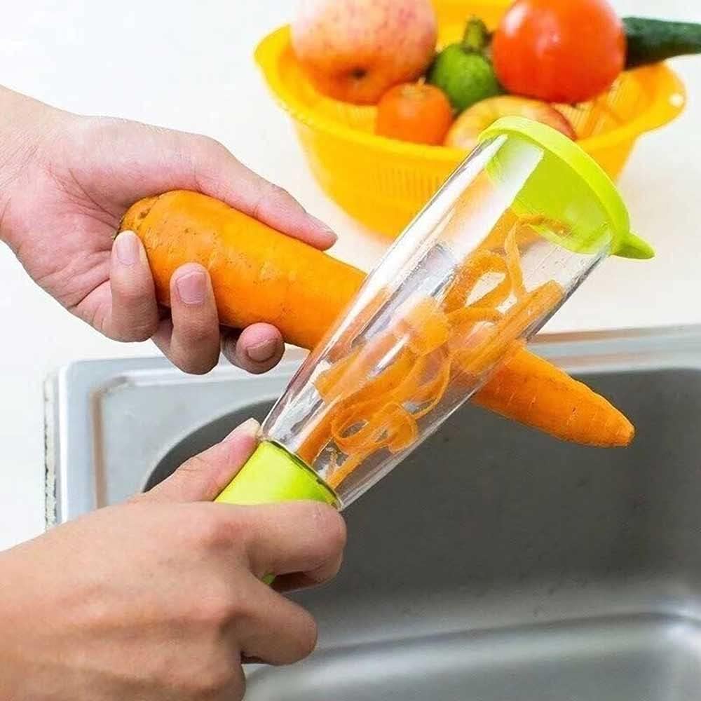 Pelador de verduras con contenedor