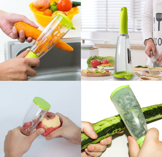 Pelador de verduras con contenedor